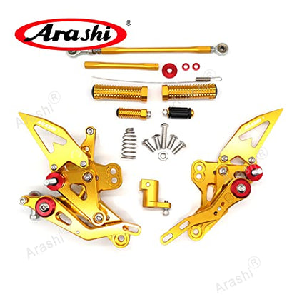 Arashi Version 2.0 Adjustable Rearsets for Honda CBR650R CB650R CBR650F 2019-2025, Gold - color: Gold, size: CBR650R CB650R CBR650F 2019-2025