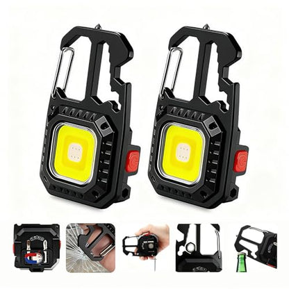 MAKDAK Cob Keychain Work Light - 2PC EDC Keychain Flashlight Rechargeable, Super Bright Flashlight for Car Repair, Emergency(Black) - color: Black*2PC
