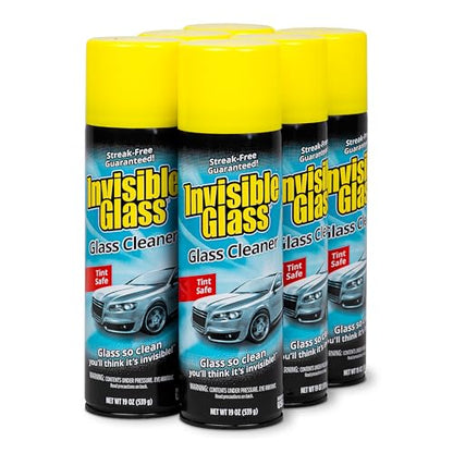 Invisible Glass 91164-6PK Premium Aerosol Glass Cleaner Spray for Car Windshields and Windows, Automotive and Home Window Cleaner, Streak-Free, Ammonia-Free, Tint-Safe – 19 oz (Pack of 6) - size: 19 Fl Oz (Pack of 6)