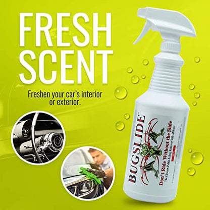 BugSlide 32 Oz Car Detailing Kit with Microfiber Towel – Exterior or Interior Car Cleaner and Waterless Detailer Spray – Clean, Polish, Shine, and Degrease, Never Wax Again – Easy to Use - size: 32 Oz Car Detailing Kit