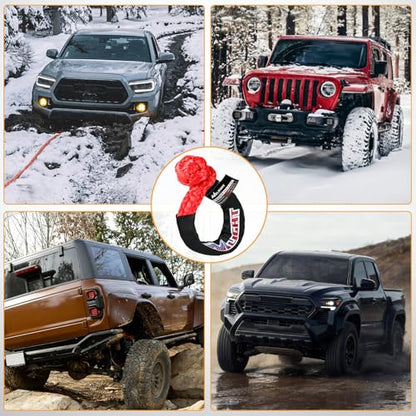 Nilight 2PCS Synthetic Soft Shackles 1/2" x 24" 56,000 LBS Breaking Strength with Extra Sleeves Heavy Duty Recovery Rope for Sailing SUV Off-Road Towing ATV UTV Trucks 4x4 (Red) - color: 2Pcs Soft Shackles Red