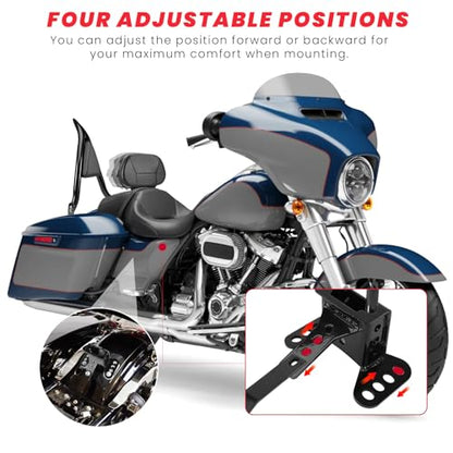 Adjustable Driver Backrest for Harley Touring Street Glide Road Glide Road King Electra Ultra Limited 1997-2026 Detachable with Storage Bag & Headphone Jack Black - size: Driver Backrest W/ Pouch 1