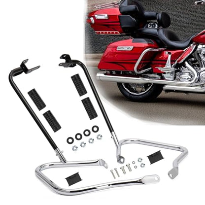 Chrome Rear Saddlebag Guards complete Kit for 2014-Later Harley Touring Street Road Glide Electra Glide Road King - color: hrome