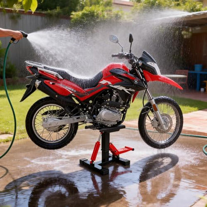 Motorcycle Lift Stand 1000 LBS with Removable Tool Tray, Hydraulic Lift | Adjustable Height Hoist Table with Extra Large and Non-Slip Platform for Dirt Bike, Motorcycle, E Bike & Motocross