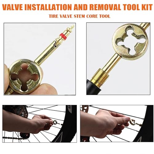5 Pcs Tire Valve Removal Tool Kit, Valve Core Removal Tool for Car Tire Valve Stem Puller Tools Set Valve Core Remover Tire Repair Stem Tool Deflating Screw Driver Tool Key Chain Design