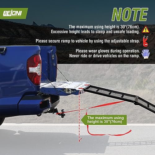 BEJONI Loading Ramp for Pickup Trucks, 80"L x 11"W Steel Folding Motorcyce Ramps 705LBS Capacity, Portable Dirt Bike Ramps, Powersports Loading Ramps for Trailers, ATV, Ebikes, Motorcycle, Pack of 1 - size: 80'' L-Usable Height: under 30''