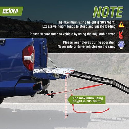 BEJONI Loading Ramp for Pickup Trucks, 80"L x 11"W Steel Folding Motorcyce Ramps 705LBS Capacity, Portable Dirt Bike Ramps, Powersports Loading Ramps for Trailers, ATV, Ebikes, Motorcycle, Pack of 1 - size: 80'' L-Usable Height: under 30''