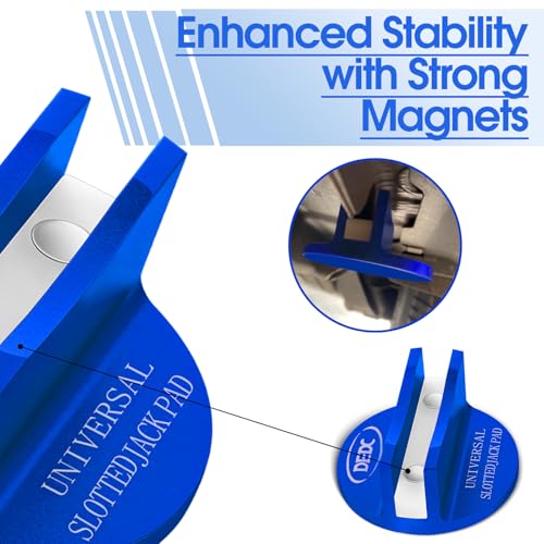 DEDC Universal Aluminum Grooved Magnetic Jack Pad Blue 1 Pc, Jacking Puck Pinch Weld Frame Rail Adapter, Jack Accessories for Mechanics - size: Blue 1 Pc