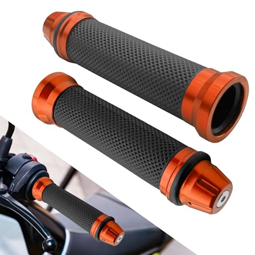 2PCS Motorcycle Handlebar Grips, 7/8 Inch Motorcycle Handlebar Cover, Aluminum Alloy Grip Protection Cover, Motorcycle Modification Accessories Compatible with Honda Yamaha Suzuki (Orange) - color: Orange