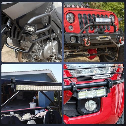 Nilight 90023D 4-Pack Standard 4PCS Mounting Bracket Kit LED Off Road Light Vertical Bar Tube Clamp Roof Roll Cage Holder,2 Years Warranty Black - size: 4-Pack (Standard)