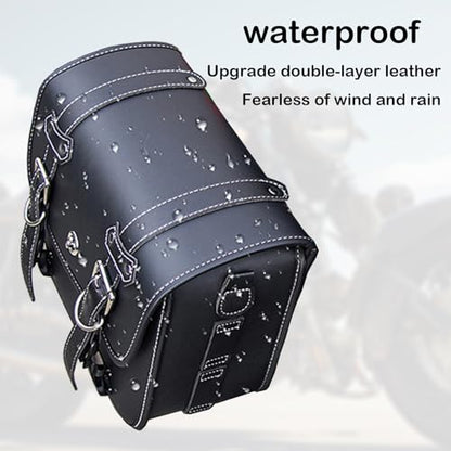 Motorcycle Saddlebags, Scooter Powersports Faux Leather Saddle Bags, Softail Universal Throw Over Sportster Saddlebags for Motorcycles Side Bag Small (10.24 x 4.72 x 8.66 inches) | fit Softail, Scooter Powersports & Cruisers, Faux Leather Throw Over Saddl
