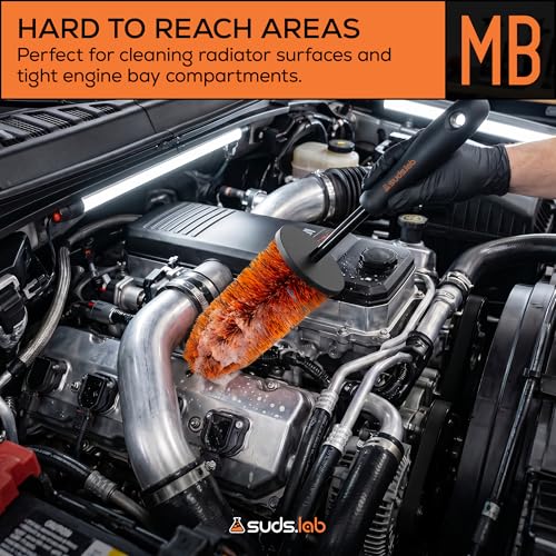 Sudslab Mini Wheel Cleaning Brush – Durable Multipurpose Rim Brush for Cars, Trucks, Motorcycles, Bicycles, Boats, Rims, Exhaust Tips, – Mini Design, Dense Bristles, All Surface Cleaner - size: Mini