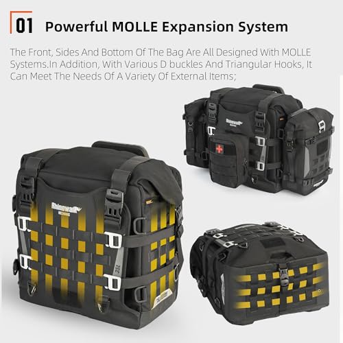 Rhinowalk Motorcycle Side Bag 35L Waterproof Motorbike Saddlebag with Quick Release System Universal Fit Gift-Ready Packaging （Single Piece - color: Black-35L