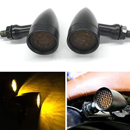 Rich Choices 2pcs Black 15 LED Motorcycle Stop Brake Running Turn Signal Indicator Amber Lights For Harley Honda Chopper (Black with net-Amber Light) - color: Black with net-Amber Light