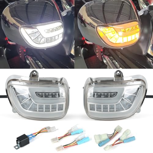 Motorcycle Turn Signal Light for GOLDWING GL1800 F6B 2013-2016 GL1800 ABS 2001-2012 New Front Turn Signals LED light flow direction For Goldwing Accessories (Transparent) - color: Transparent