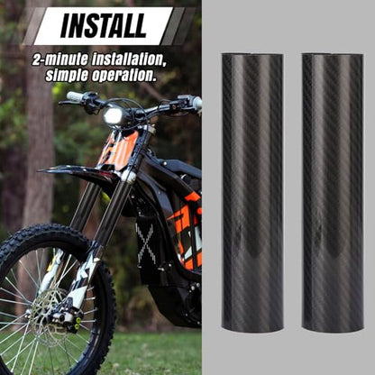Motorcycle Fork Boots - Carbon Fiber Shock Guard Protector, 220mm Universal Fit for Dirt Bike & Street Motorcycles (2 PCS) - size: 190mm