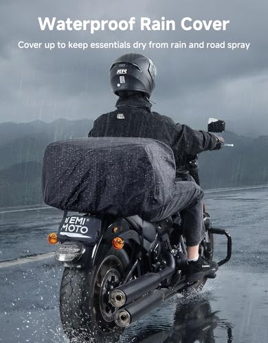 KEMIMOTO Motorcycle Travel Luggage Bags, Expandable Large Capacity Motorcycle Tail Bag, Waterproof Rear Rack Trunk, Motor Pannier Bag with Rain Cover and Straps 60L-80L - size: 60-80L