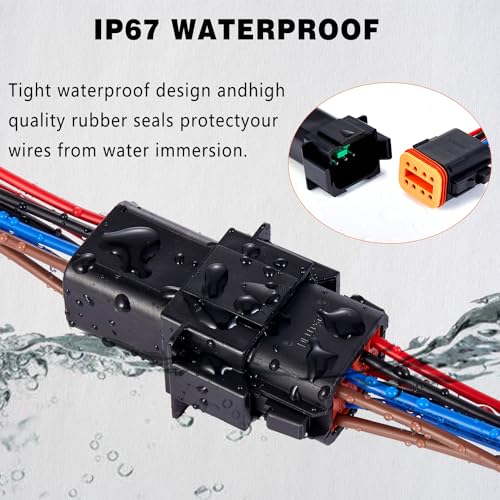8 Pin Waterproof Connector,8 Wire Electrical Car Auto Connector,With 20CM 16AWG Long Male Female Plug Quick Disconnect Wire Connectors for Car Truck Motorcycle Marine Boat(1 Pairs Black) - size: DT 8P