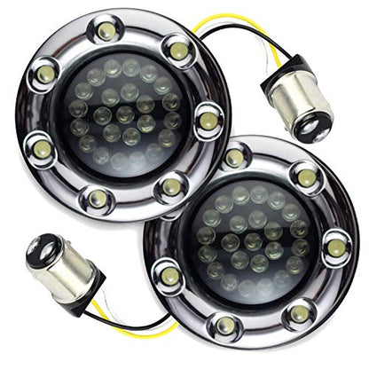 Eagle Lights 2 Inch Bullet Front Infinity Beam LED Turn Signals w/Running Light Ring Covers for Harley Davidson - Chrome / 1157 Base - color: Chrome