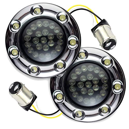 Eagle Lights 2 Inch Bullet Front Infinity Beam LED Turn Signals w/Running Light Ring Covers for Harley Davidson - Chrome / 1157 Base - color: Chrome