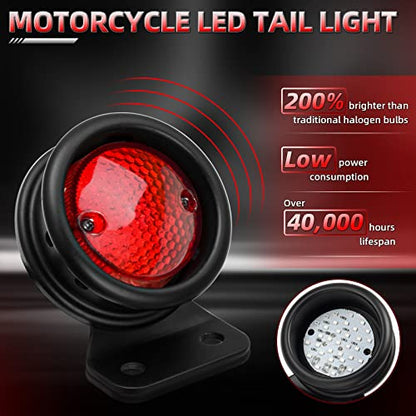 Amazicha LED Tail Rear Light 3/4" Axle Hole Side Mount License Plate Bracket Brake Light Motorcycle Compatible for Harley Honda Yamaha Suzuki Chopper Bobber - size: 0.75inch, style: Flat