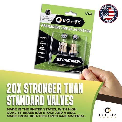 Colby Valve Permanent Valve Stem Replacement Kit | Heavy Duty Metal Emergency Valve Stems for Tubeless Tires | Quick Install from Outside of the Wheel | Made in USA from Quality 360 Brass Components - size: Standard