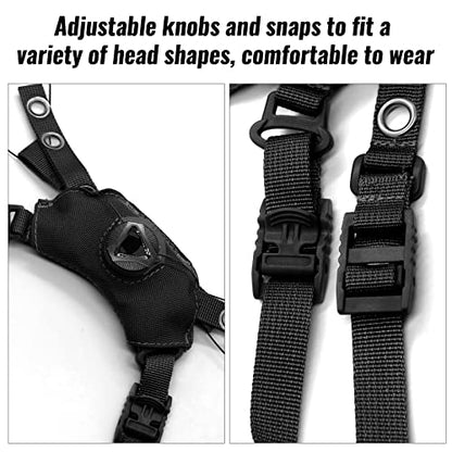Tactical Helmet Chin Strap Adjustable Dial 4 Points Suspension System with Bolts and Screws for Tactical Fast MICH Bump Helmet Accessory - color: Black