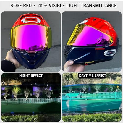 Shoei RF1400 X15 Helmet Visor Replacement Shield, Anti-Fog Sun Shield Accessory Compatible with RF-1400, X15, CWR-2, Z8, X-SPR PRO(RoseRed) - color: Rosered