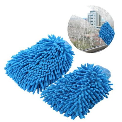 1 Pack 2 Blue Car Wash Mitt Microfiber, Deluxe Scratch Free Microfiber Wash Mitt ,9 Inches X 5.5 Inches Car Washing Care Cleaning Kit. - color: Blue