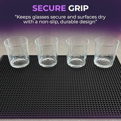 Rubber Bar Mat 18×12" Premium Countertop Mat for Coffee Bar, Home Bar & Kitchen, Durable 1cm Thick Rubber Drink Mat with Textured Surface That Helps Reduce Slipping, Black Bar Spill Mat - size: 18x12"