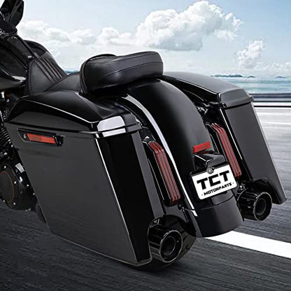 TCT-MOTORPARTS 5 inch Extended Stretched Hard Saddlebags w/Black Latch Fit for 2014-2024 Harley Touring Road King Road Street Electra Glide Ultra-Classic - color: Stretched Vivid Black #1