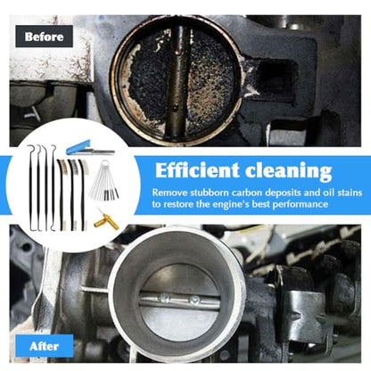 Carburetor Cleaning Kit, 37Pcs Torch Tip Cleaner Set with 3 Double Head Brush 23 Needles 5 Nylon Brushes 1 Scraper 4 Cleaning Hooks and Case for Motorcycle/ATV/Lawn Mower/Torch Chainsaw Small Engines