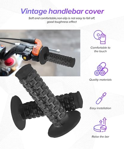 Dirt Bike Grips,Car Accessories Universal 7/8" Motorcycle Grips,Rubber Anti-Slip Throttle Bar Grip,Suitable for CRF50 CRF70 CRF80 XR50 XR100R CRF125 CRF100 CRF150F CRF230F (Black) - color: Black