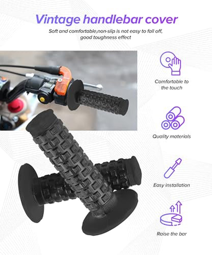 Dirt Bike Grips,Car Accessories Universal 7/8" Motorcycle Grips,Rubber Anti-Slip Throttle Bar Grip,Suitable for CRF50 CRF70 CRF80 XR50 XR100R CRF125 CRF100 CRF150F CRF230F (Black) - color: Black