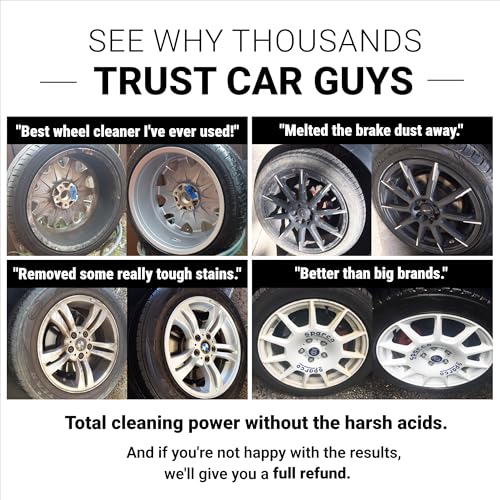 CAR GUYS Wheel Cleaner | Effective Rim and Tire Cleaner | Safe & Versatile Brake Dust Remover for Alloy, Chrome, Aluminum Rims, White Wall Tires, and More! | 18 Oz - size: 18 oz
