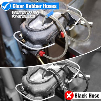 Enhon Master Cylinder Bleeder Kit Replacement for 13911, 22 In Clear Hose, Clip, SAE and Metric Fittings Universal Fit, Complete Brake Bleeder Kit with PTFE Tape