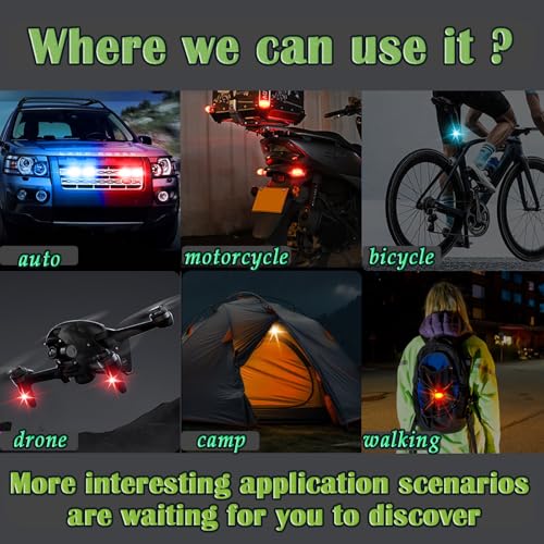Wireless Strobe LED Lights, 4 Pack, RGB Emergency Warning Lights, USB Rechargeable, 7 colors 30 Flash Modes, High Brightness, For Car Motorcycle Bicycle Bike Outdoor Camp Hiking (M3-4)