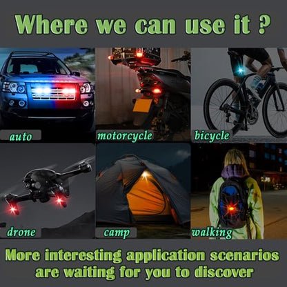 Wireless Strobe LED Lights, 4 Pack, RGB Emergency Warning Lights, USB Rechargeable, 7 colors 30 Flash Modes, High Brightness, For Car Motorcycle Bicycle Bike Outdoor Camp Hiking (M3-4)