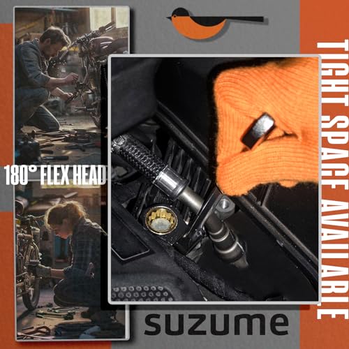 SUZUME 24-Piece Metric and SAE Flex Head Ratcheting Wrench Set 72 Teeth Cr-V Steel Ratcheting Wrench Set with 180° Flex Head Ratchet Wrenches Set For Auto,Machine Repair - size: 24-Piece, style: Metric and SAE