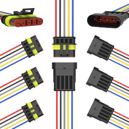 5 Pin Waterproof Electrical Wire Connectors 5 Pack Weather Pack Connectors Kit 20AWG Male and Female Automotive Wire Connectors for Car Truck Motorcycle Boat Auto Wiring - size: 5pin-5Pack