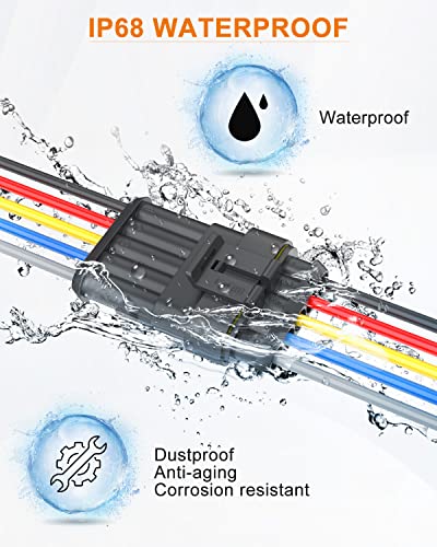 NAOEVO 5 Pin Connector Waterproof, 16 AWG 5 Wire Connectors, Automotive Electrical Male and Female Plug with Heat Shrink Tubing for Car Truck Boat Wire Connection, 6 Kits - size: 5 Pin