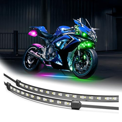 XKmax LED Motorcycle Underglow Light Kit w/RGBW Color Chasing | App-Controlled (Advanced Engine + Underglow + Accent Kit) - size: Advanced Engine + Underglow + Accent Kit
