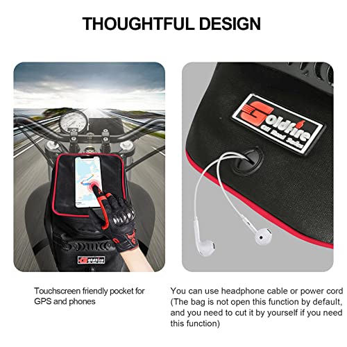 Motorcycle Tank Bag w/Strap Storage Bag Compatible with Honda Yamaha Suzuki Kawasaki Harley Water Resistant (Red Piping) - color: Red Piping