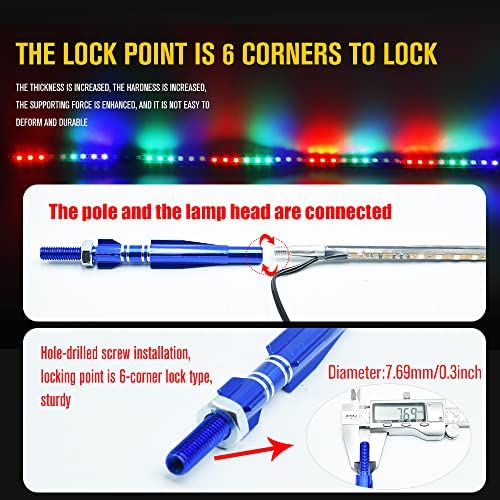 2Pcs 3FT RGB LED Whip Lights 270° Auto Strobe LED Antenna Light Waterproof for Off-Road ATV UTV RZR Truck Boat Can-am.DC12V.(90cm)