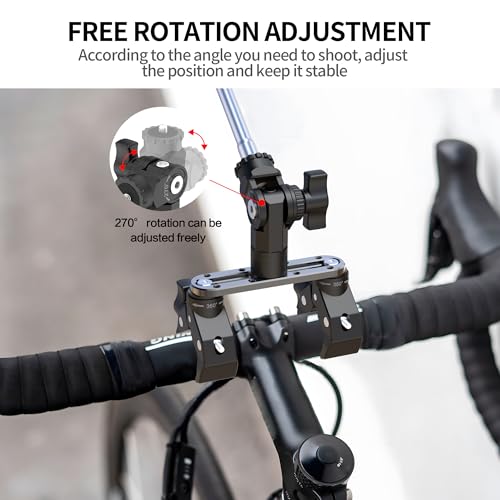 All-in-One Super Clamp Camera Mount & Adjustable Arm Stand with Extension Rod – Dual Ball Head Clamp Mount for Motorcycle, Bike, Tripod with 1/4" Adapter Fits Insta360, GoPro and DJI Action etc