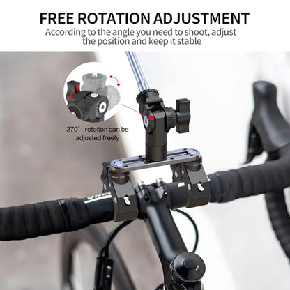 All-in-One Super Clamp Camera Mount & Adjustable Arm Stand with Extension Rod – Dual Ball Head Clamp Mount for Motorcycle, Bike, Tripod with 1/4" Adapter Fits Insta360, GoPro and DJI Action etc