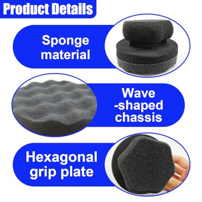 Tire Shine Applicator Pad, Reusable Hex Grip Tire Dressing Applicator, Wave Contoured Tire Polishing Sponge Pads, Car Detailing Cleaning Accessories for Most Vehicles (6PCS) - size: 6PCS