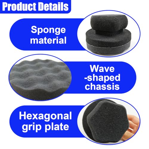 Tire Shine Applicator Pad, Reusable Hex Grip Tire Dressing Applicator, Wave Contoured Tire Polishing Sponge Pads, Car Detailing Cleaning Accessories for Most Vehicles (2PCS) - size: 2PCS