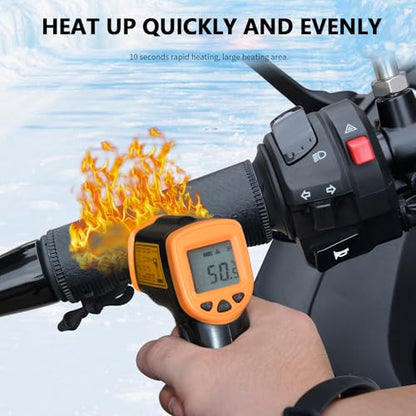 Motorcycle Heated Grips Cover Pad, Universal 12V Handlebar Heater Heated Handlebar Grips Compatible with Harley Davidson, IP67 Waterproof, ATV Hand Heater Warmer
