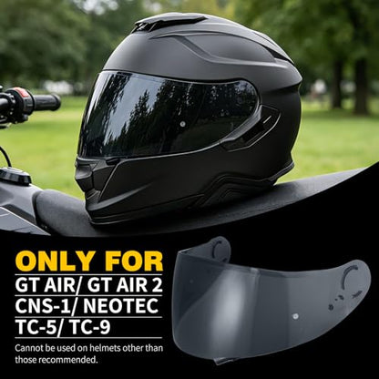 GT Air Visor Repalcement for GT Air 2, Outer Face Helmet Shield Compatible with CNS-1/Neotec/TC-5/TC-9 Accessories (Black) - color: Black